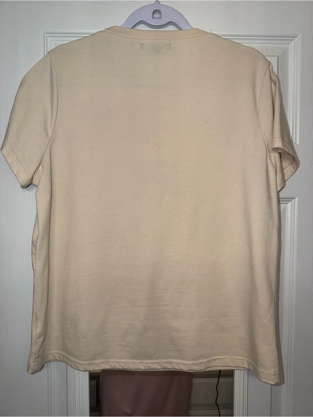 Cream Short Sleeve Tee with Beaded Hearts